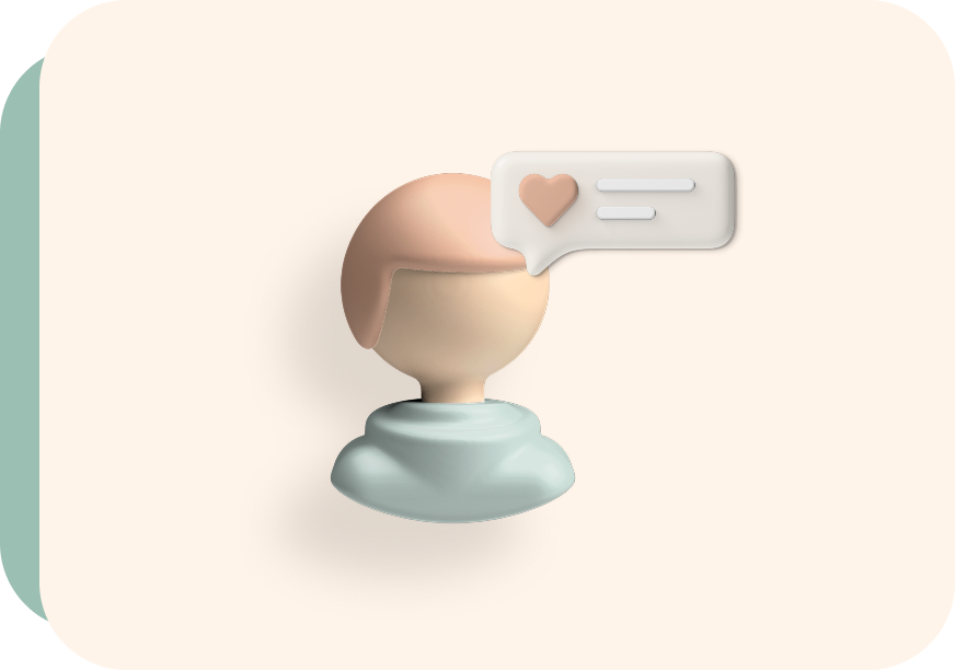 Person avatar with a speech bubble and heart
